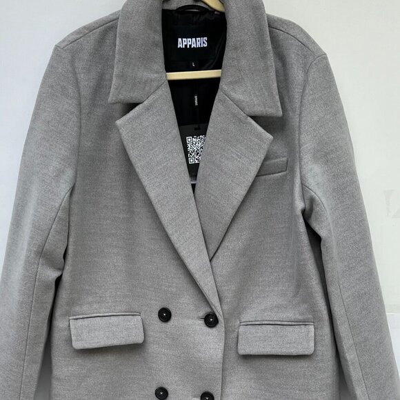 APPARIS Aaron tailored coat double breasted in Gray Size L - Picture 2 of 11